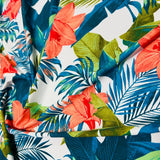 Coral Color Flowers White Background Print Nylon  Spandex Fabric Flowering Plants