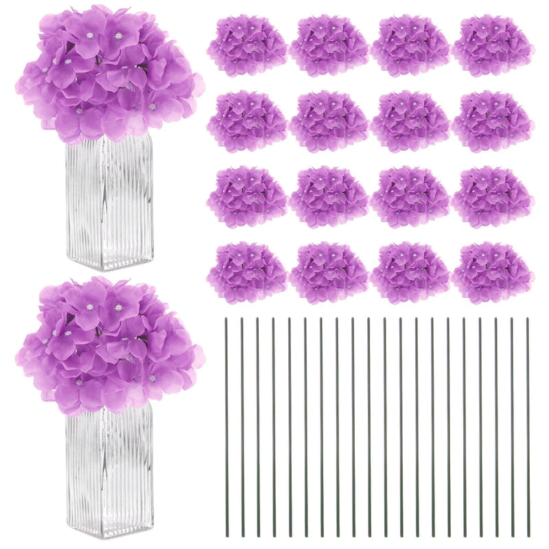 66-Pack Silk Hydrangea Flowers for Home Decor [Purple] Hydrangea