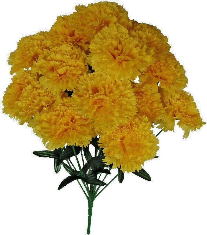 Yellow Carnation 14-Bloom 21" Bush Silk Flower Home Outdoors Decors Crafts US Carnation