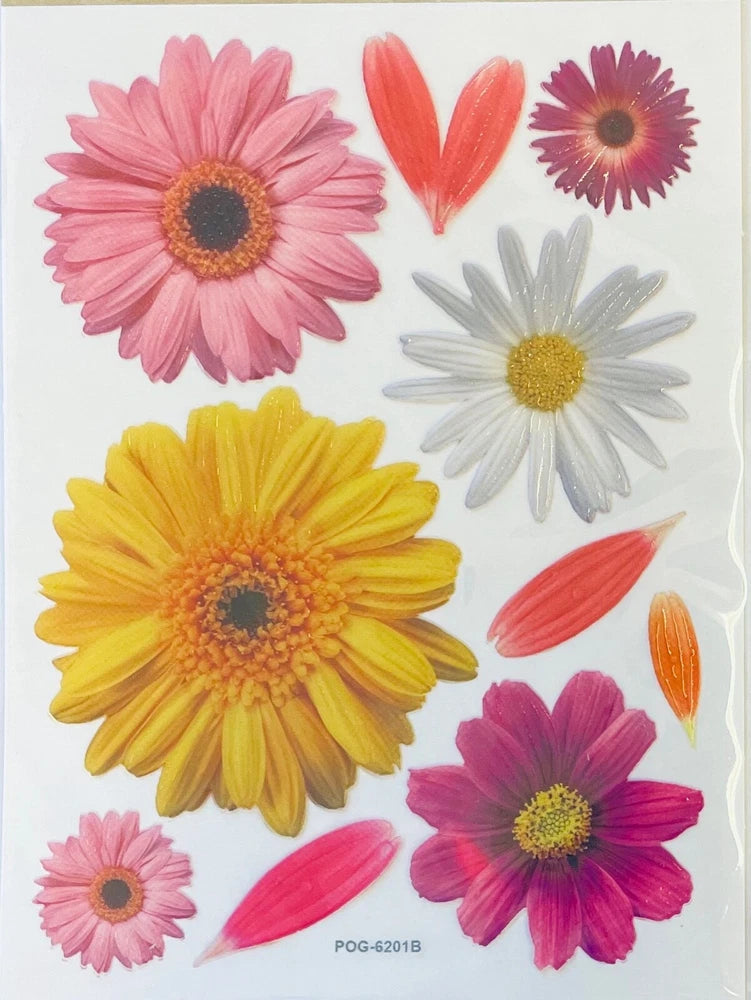 Gerber Daisy Flower Planner Textured Stickers Papercraft Floral Garden Crafts Daisies