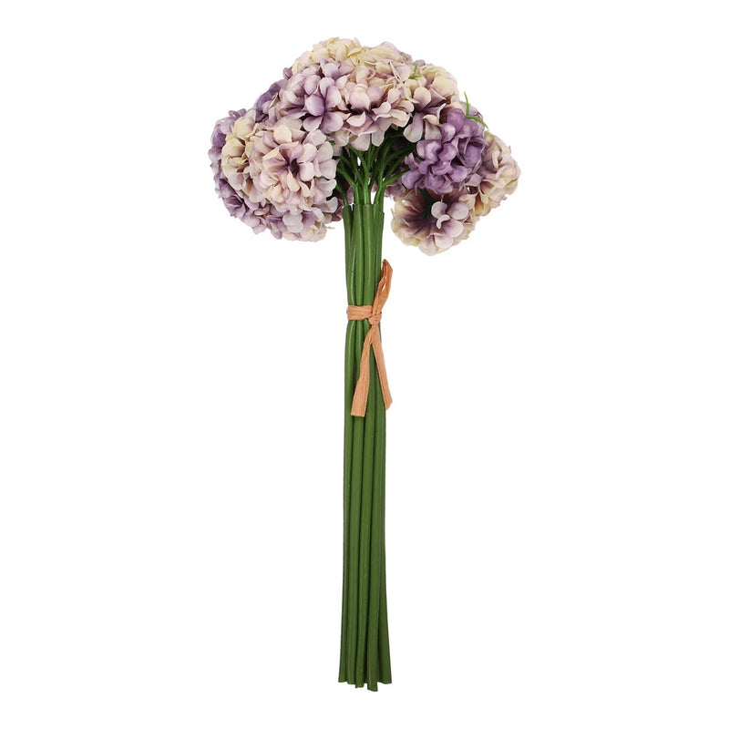 Artificial Ball Hydrangea Silk Flower with Bendable Stems, Autumn Lavender Dried Flower
