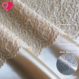 60" NYLON FLORAL LACE FABRIC Bridal Soft Drapey Stretch Scallop /65" Satin Thick Flowering Plants