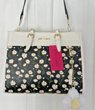 Betsey Johnson Floral Daisies XOBECA-U Satchel Bag - NWT w/ Bonus Furry Charm Daisies