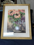 RARE Toni Petersen Beautiful Golden Framed Water Color ÒAutumn HydrangeaÓ READ Hydrangea