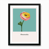 Ranunculus 2 Square Flower Illustra Framed Wall Art Poster Canvas Print Picture Ranunculus