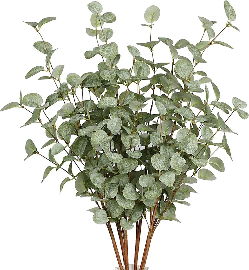 6 Pcs Artificial Plants Eucalyptus Stems Eucalyptus Leaf Spray in Green Greenery Green Plant