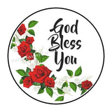 GOD BLESS YOU RED ROSES ENVELOPE SEALS LABELS STICKERS PARTY FAVORS Roses
