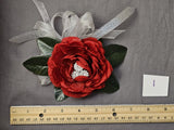 Red Ranunculus Corsage With Rhinestones Ranunculus