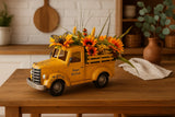 Rustic Yellow Honey Bee Farm Truck Planter with Sunflower Floral Arrangement Sunflower