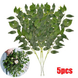 5pcs Artificial Italian Ruscus Greenery Stems 22'' Faux Green Leaf Bouquet Decor Green Plant