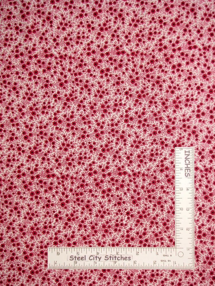 Wildflower Fields Floral Flower Vine Burgundy Cotton Fabric Santee By The yard Flowering Plants