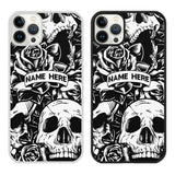 Personalised Name Skulls and Roses Phone Case Cover for iPhone Samsung Goth Emo Roses