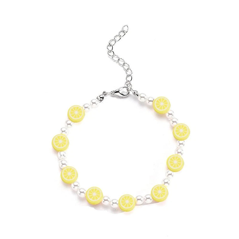 Daisy Sunflower Bracelet for Women Cute Flower Fruit Lemon Pearl Beaded Bracelet Sunflower