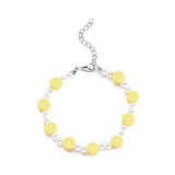 Daisy Sunflower Bracelet for Women Cute Flower Fruit Lemon Pearl Beaded Bracelet Sunflower