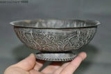 5'' Chinese bronze Peony flower Dynasty palace Tea cup Bowl statue Peony