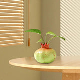 Pomegranate Shaped Vase Hydroponic Plant Pot Modern Organizer Ceramic Flower Green Plant