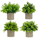 4 Pcs Small Fake Plants Artificial Potted Plants Faux House Plants Mini Pot P... Green Plant