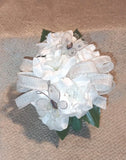 NEW 5" Artificial White Rose Wrist Corsage W/Butterflies Iridescent Bow, Bout Bouquet