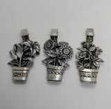 3 Pewter Clip Hanging  Ornaments Flowers Sunflower Lilly Rose Sunflower