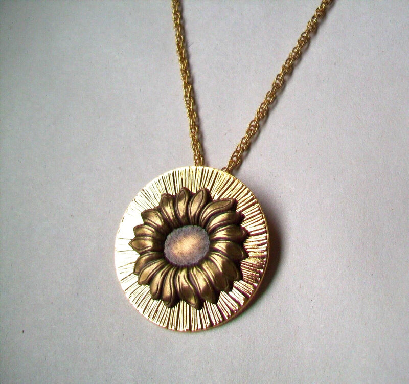 FASHION NECKLACE, NEW TWO-TONED SUNFLOWER DESIGN- 18" CHAIN Sunflower