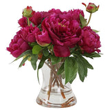 Uttermost Prima Peony Plastic Bouquet with Glass Vase in Pink/Clear Peony
