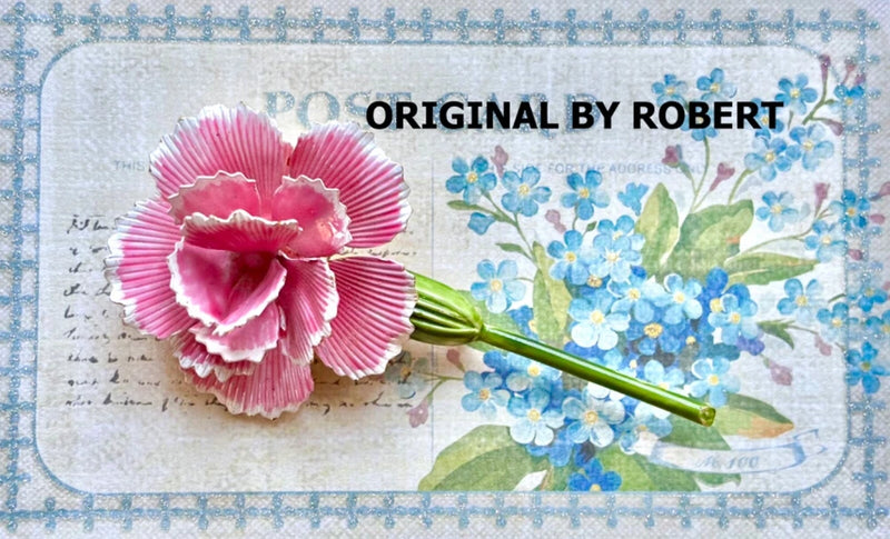 vtg Signed ORIGINAL BY ROBERT sweet pink CARNATION flower brooch PIN,Easter__ Carnation