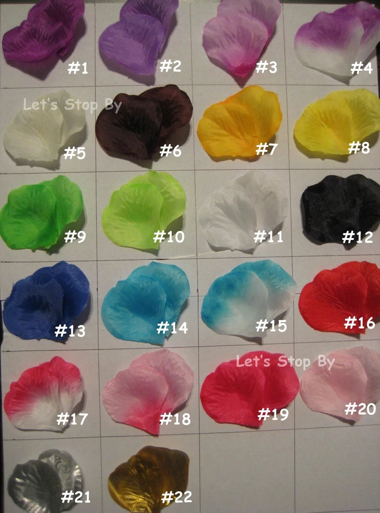 Assorted silk rose petals in assorted colors for wedding decoration, bulk pack