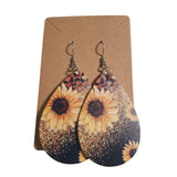 Sunflower Teardrop Dangle Earrings 3 Inch Lightweight Vinyl Hook Ukraine Support Sunflower