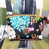 Dooney & Bourke Hydrangea Monogram Cosmetic Pouch Bag Multipurpose Clutch In Blk Hydrangea