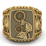 Sunflower Ring for Women Men Floral Design Flower Brass Jewelry Sunflower