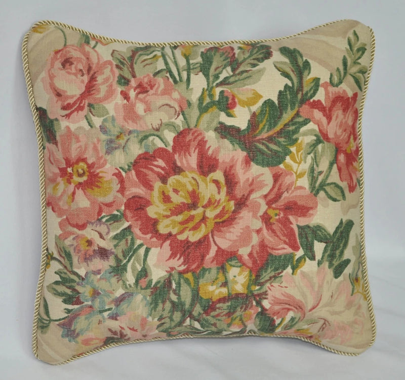 NEW Corded Ralph Lauren Hydrangea Floral Cotton Fabric Custom Accent Pillow 12" Hydrangea