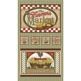 Angela Anderson Farm Fabric Vegetables QT Farmer's Market Welcome 24" Panel Flowering Plants