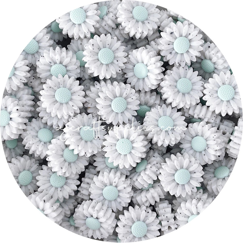 2x DAISY silicone beads SEABRZ SPECKLED flower floral 22mm sunflower bead green Sunflower