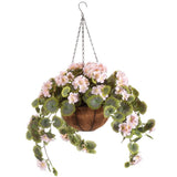 OakRidge Fully Assembled Artificial Geranium Hanging Basket Flowering Plants