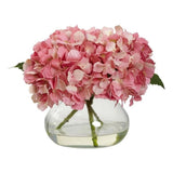 Nearly Natural Blooming Hydrangea with Vase in Pink Hydrangea