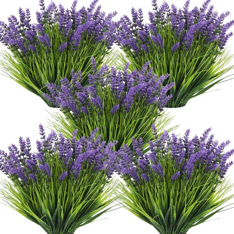 Artificial Plants 36 Bundles UV Resistant Fake Monkey Grass with Flowers Green Plant