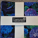 Timeless Treasures Misty Floral Hydrangea 10" Squares 42pcs Blue Purple Hydrangea