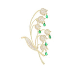 ZARD Lily of the Valley Flower Pin Brooch with Cubic Zirconia Accents Lily