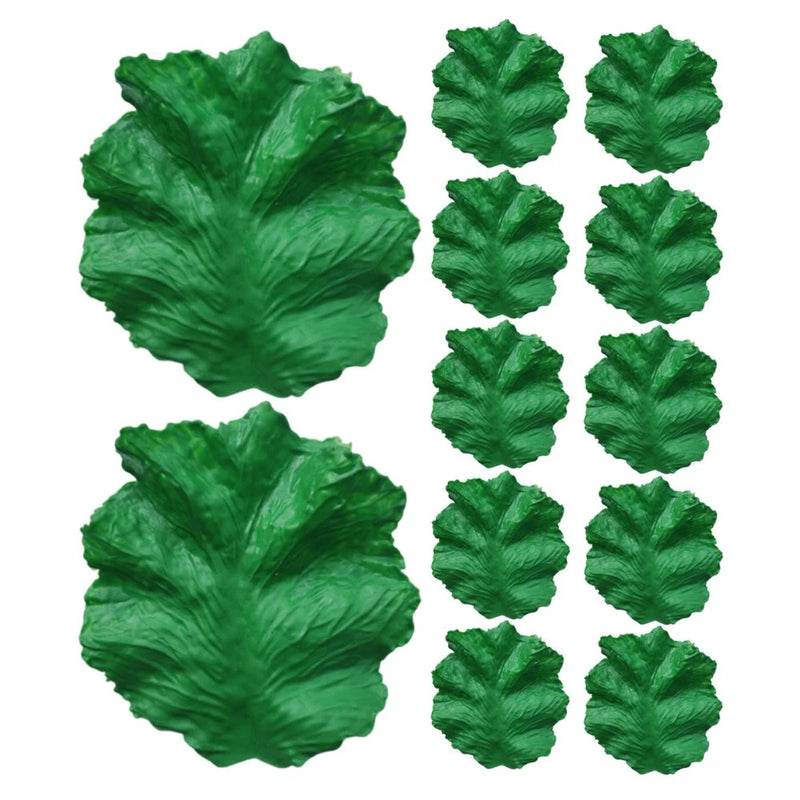 Set of artificial green leaf decorations, 12 large and small leaf cutouts