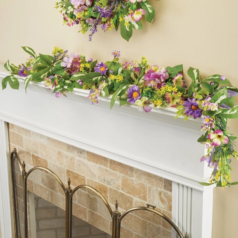 5ft Purple Hydrangeas & Berries Floral Garden Garland Hydrangea