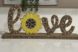 LOVE Beaded Sunflower Tabletop Sign Sunflower