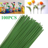 100pcs Floral Stem Wire Plastic Artificial Flower Green Stem Rod Plant Stub Wire Flowering Plants