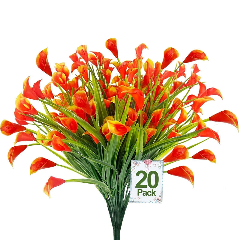TURNMEON 20 Bundles Calla Lily (500 Heads) Fall Artificial Flowers for Outdoo... Lily