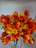 6 bunches of artificial faux tulips flowers Orange And Yellow Bouquet