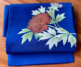 Kimono Obi Peony flower pattern blue Peony