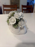 Aynsley Fine Bone China Swan Shape Floral Bouquet Sculpture Hand Painted White Carnation