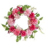 NEW!~RAZ Imports~24" Spring Pink Dahlia Wreath~Easter/Flower/Floral/Door Decor Hydrangea