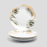 Grace Teaware 10.5" Gold Sunflower Fine Porcelain Dinner Plate Set of 4 Sunflower