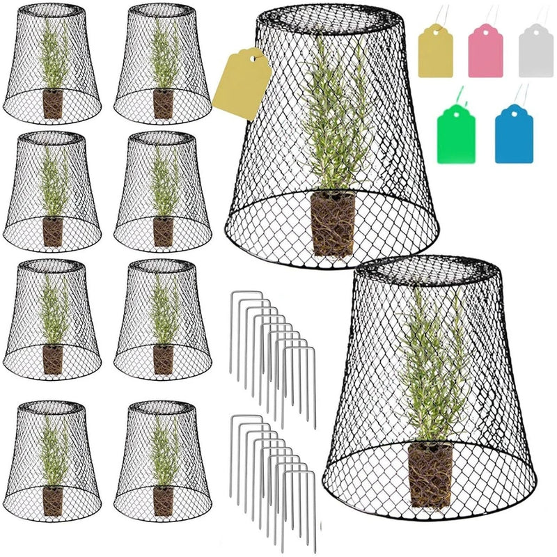 10Pack Chicken Wire Cloches Plant Cover Garden Plant Protector Cover with Labell Flowering Plants
