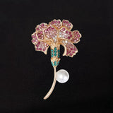 Women's Red/Pink Crystal Rhinestone Carnation Flower Brooch Pin Carnation
